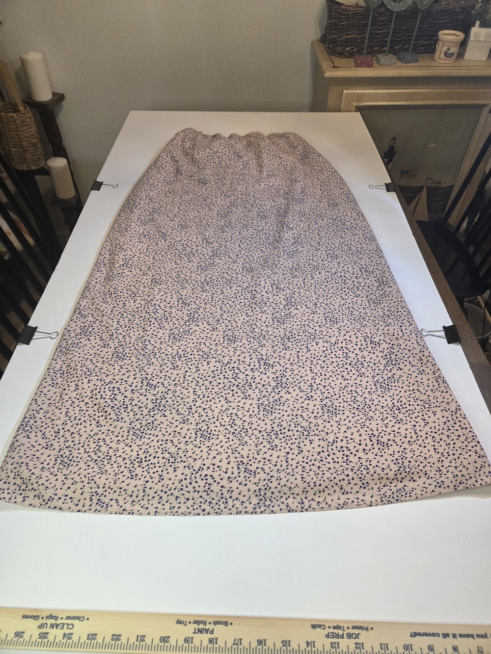 Women's Blush Pink Maxi Skirt with Navy Spot Print